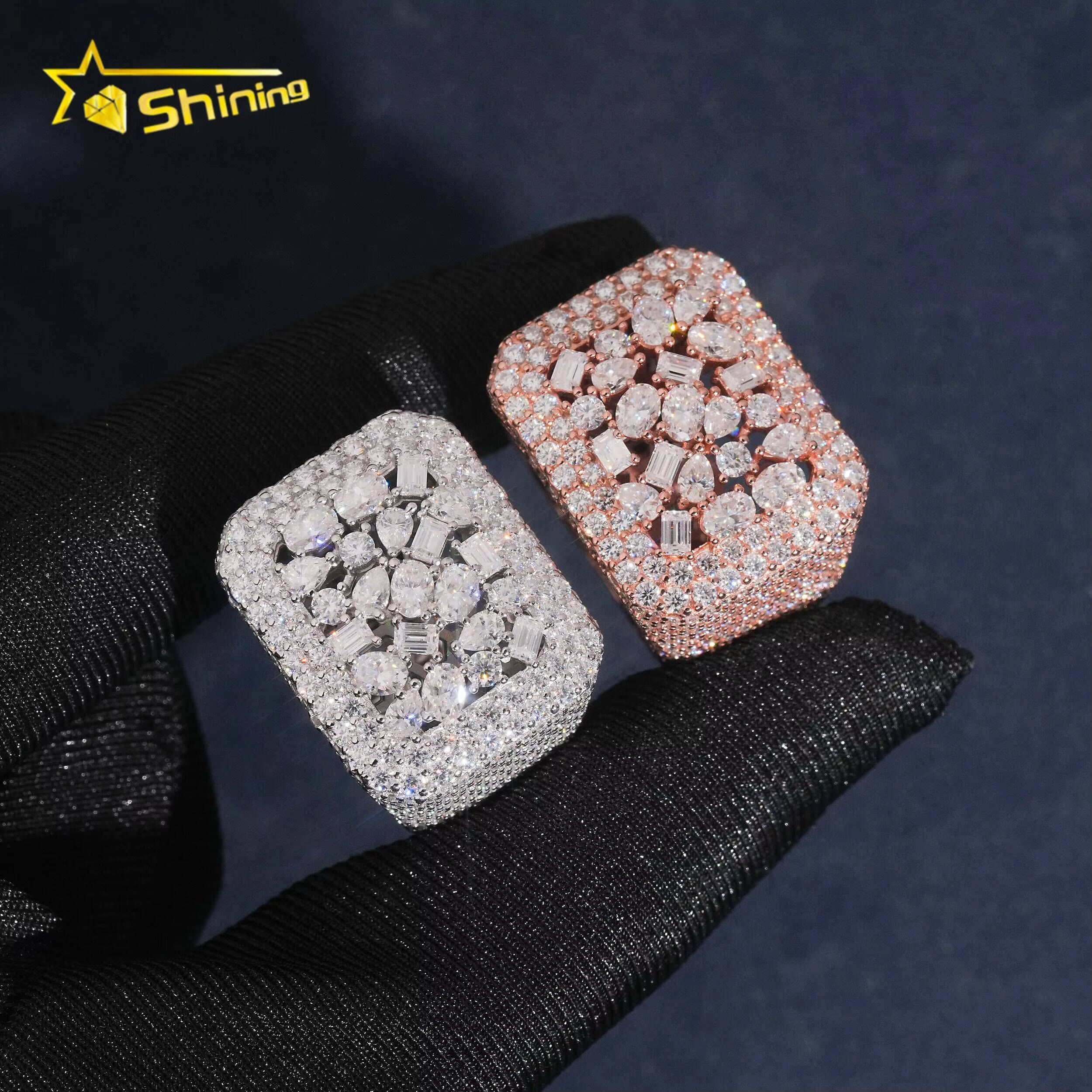 GRA Certified Moissanite Ring Men Hip Hop 925 Sterling Silver High Quality Shining Iced Out Ring Hip Hop Ring for Men