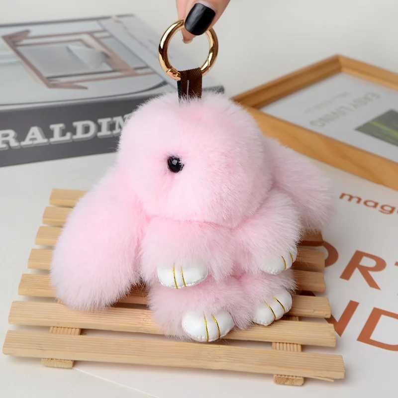 Fluffy imitation rabbit fur ball fluffy rabbit keychain girl packaging decoration car mirror pendant keychain W250411
