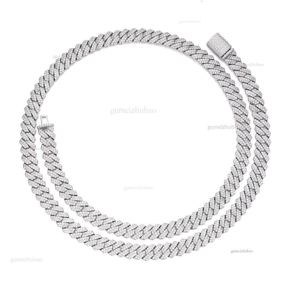 Hot Selg Jewelry High Quality Sterg Sier Prong Setting VVS Moissanite Gold Plated Rapper 14MM Cuban Chain