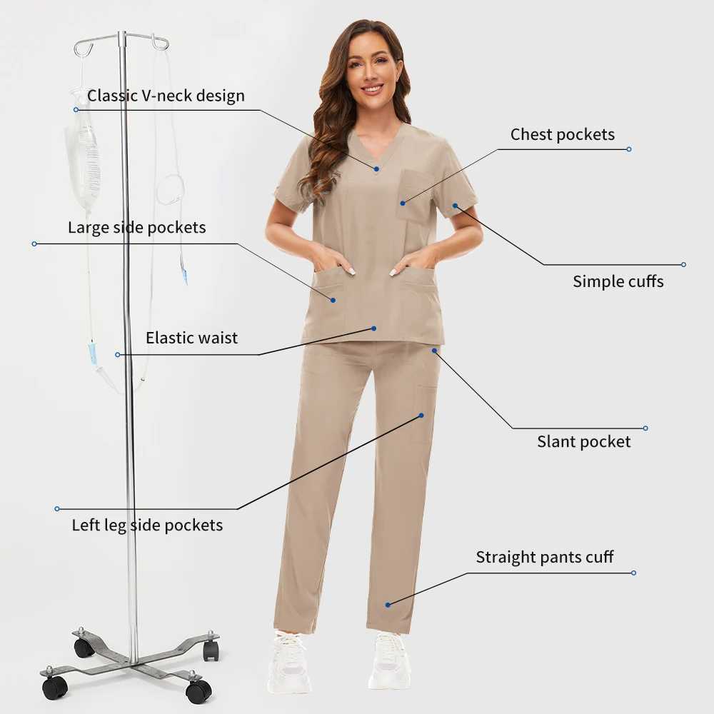 Anti Wrinkle Washable Soft Hospital Uniform Hot Sale Pet Vet Nurse Scrub Set Women Medical Scrubs Sets Women Medical Accessories X2505281