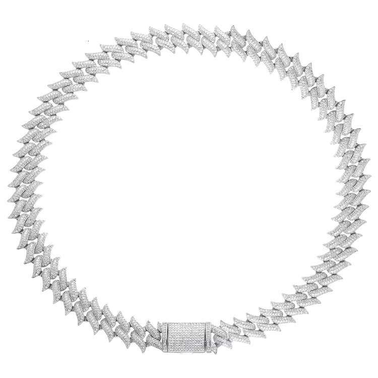Fashion Customized Solid Silver High Quality Moissanite Diamond Spiked Chain Link for Jewelry Gift