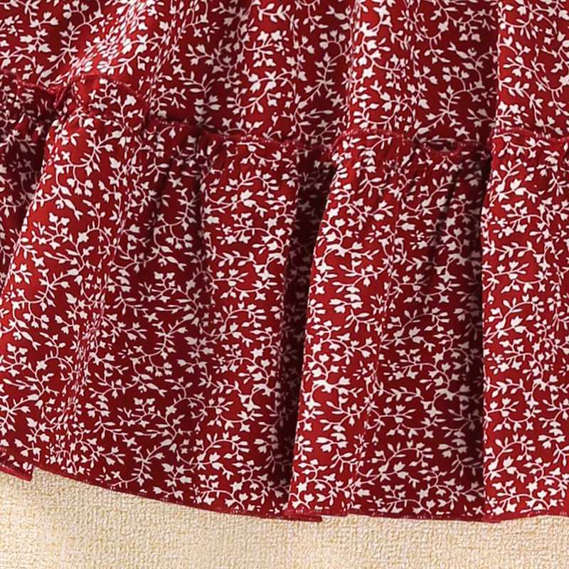 Girls Set 8-12 Year Old Little Girls Red Flower Strap Top+Red Flower Skirt Korean Sled Set Summer Casual Clothing SetXJ250410