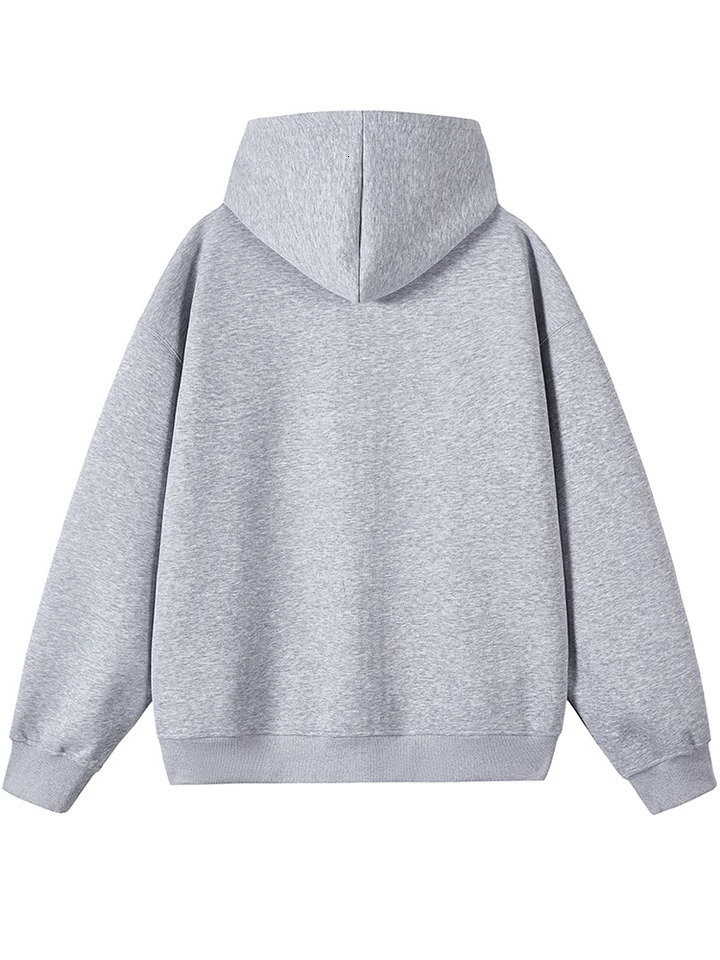 Classic Light Gray Zip - Up Hooded Sweatshirt Minimalist Style Premium Fleece Lining Essential for Everyday Streetwear 251110