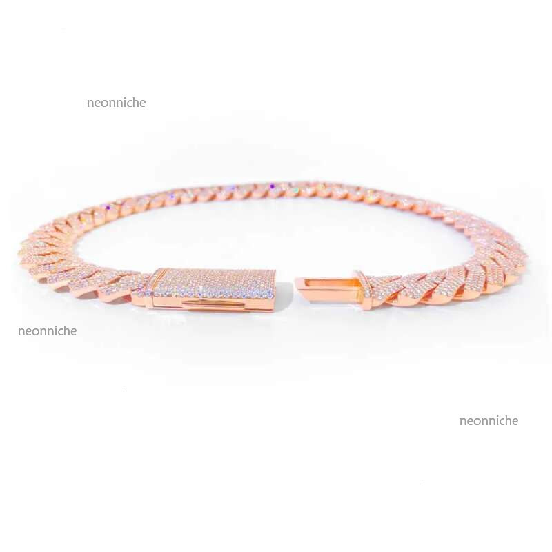 Bracelet Designer Jewelry Cuban k High Quality 3 Rows VVS Moissanite Dia Chain White Rose Gold Plated Hip-hop Chains for Men Necklace
