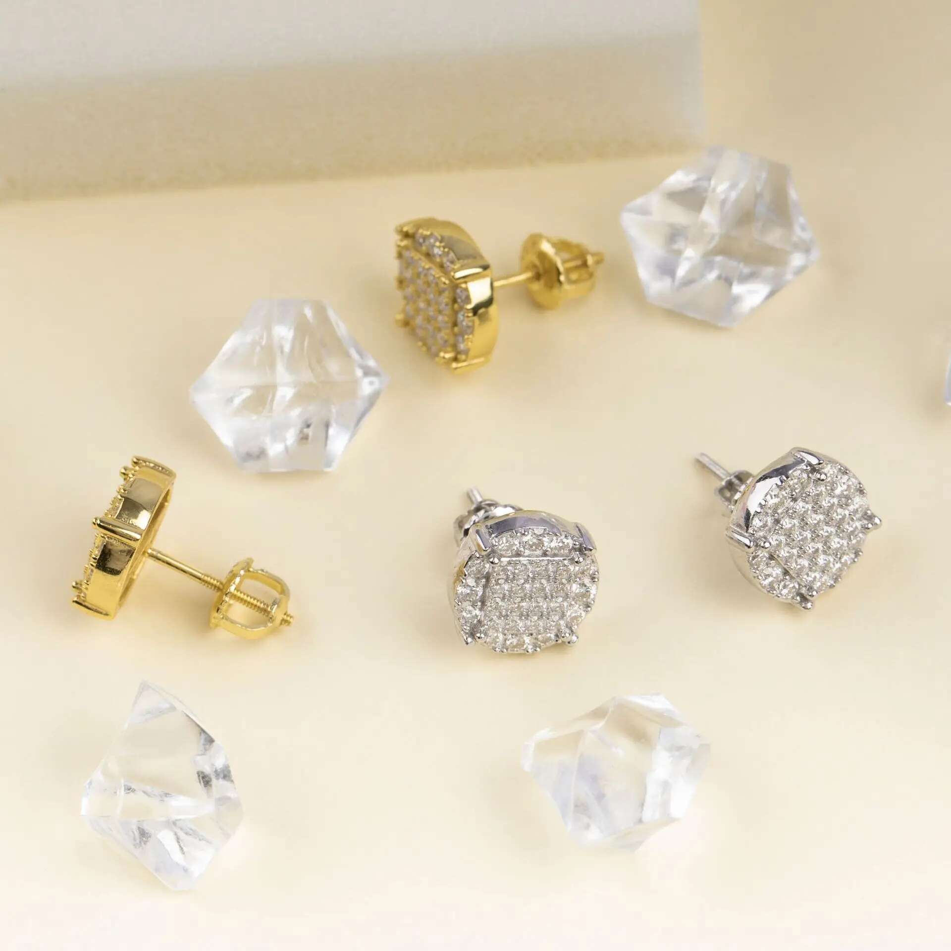 Full Moissanite Diamond Mens Earrings New Original 925 Sterling Silver Hip Hop Moissanite Stud Earrings Fine Jewerlyfor Women