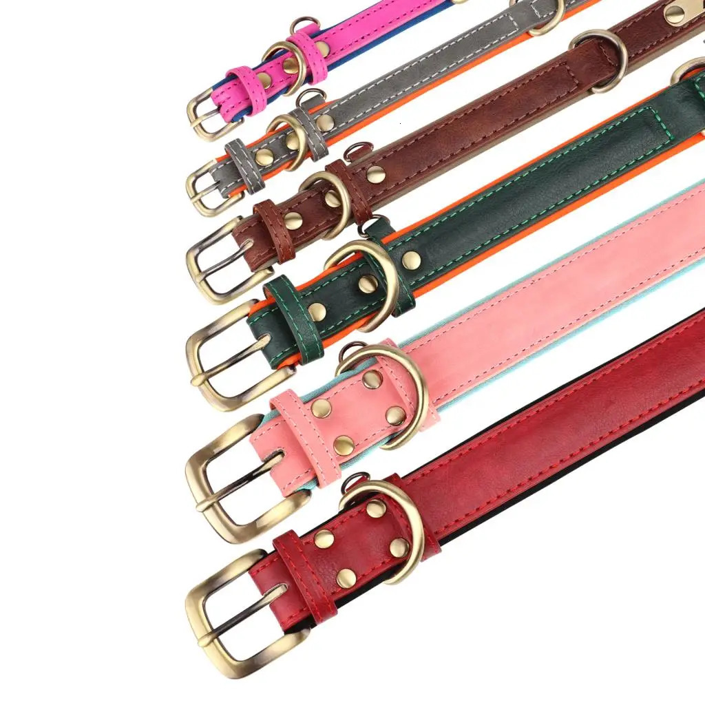 Customized Leather Dog Collar Leash Set Soft Padded For Small Medium Large Dogs With Free Engraved Nameplate 251110