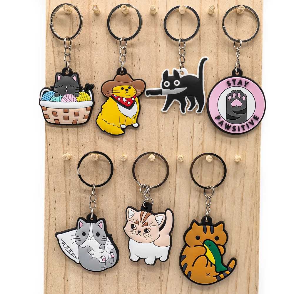 1 Animal Keychain Cute Black Cat Duck Dog Fun Style Duck Keychain Used for Car Rental Key Accessories Children Love Key Decoration W250411