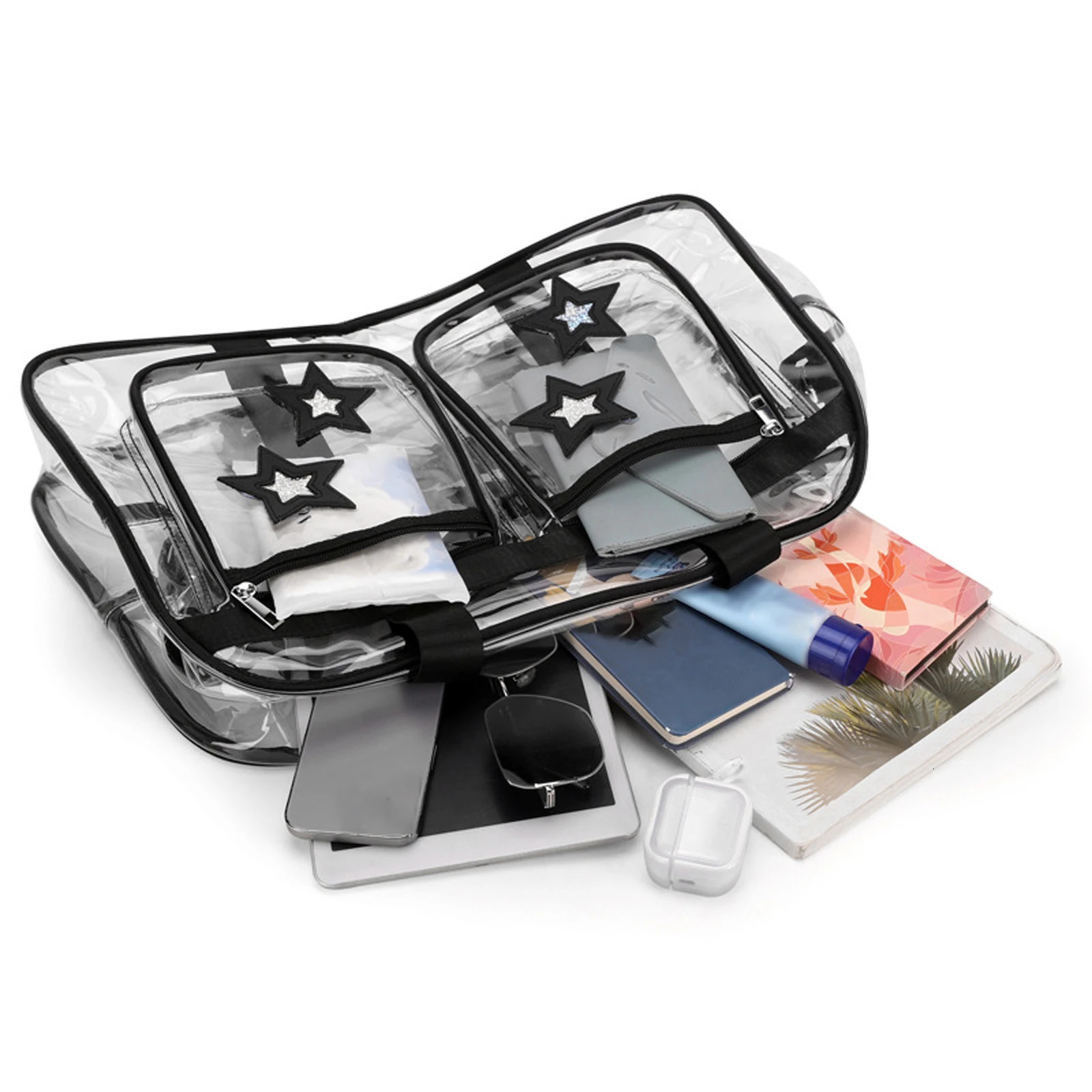 Women Clear Tote Bag for Seaside Travel Transparent PVC Shoulder Concert Bag 251110