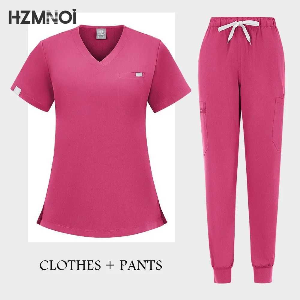 Medical Uniform Women Scrub Top Pocket Pants Doctor Nurse Uniform Fashion Pullovers Nursing Surgical Uniforms Scrubs Accessories X250410