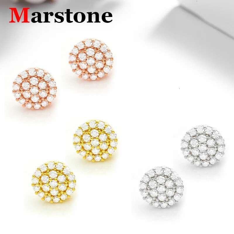 Full Moissanite Diamond Ladys Earrings New Original 925 Sterling Silver Hip Hop Moissanite Stud Earrings Fine Jewerlyfor Women