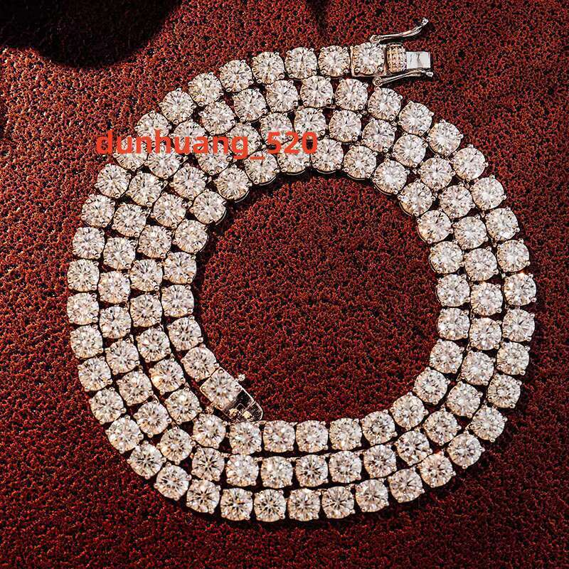 Hip Hop Tennis Chains For Women Men Iced Out Moissanite Dia 2-5Mm Sier 10K 14K Jewelry Necklace
