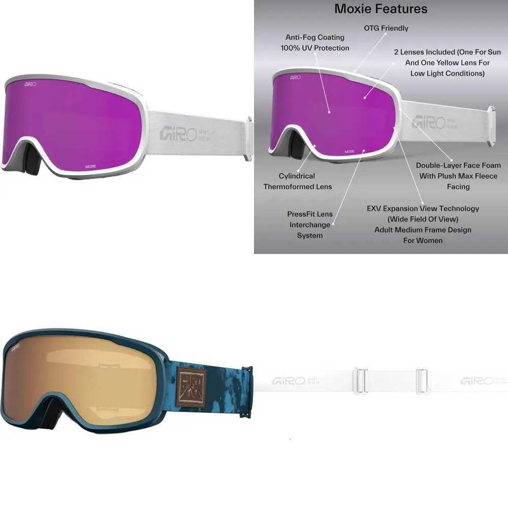 Womens and Youth Snowboard Goggles with 2 Lenses Anti-Fog Over Glasses Compatibility Enhanced Visibility and Comfort K251110