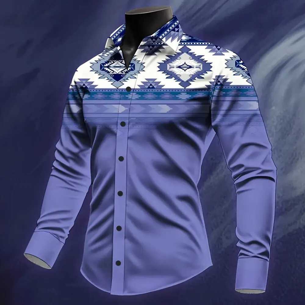 Mens Floral Print Ethnic Scrollwork Shirt Western Shirt Cowboy Shirt Long Sleeve Vintage Retro Outdoor Vacation Spring Fall K251110