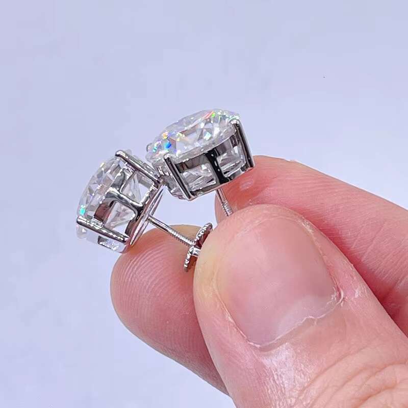 Fashion Jewelry Earrings 3mm-10mm Classic Mossanite Screw Back Earrings Hypoallergenic Silver 925 Vvs Moissanite Stud Earrings