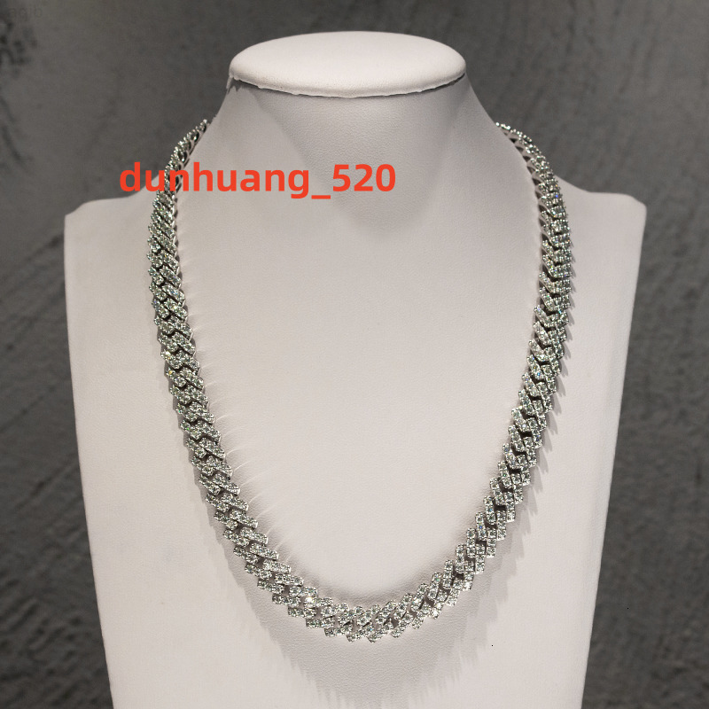 Customized 10mm 925 Sterling Silver Hip Hop Iced Out Jewelry One Row Vvs Moissanite Cuban Link Chain