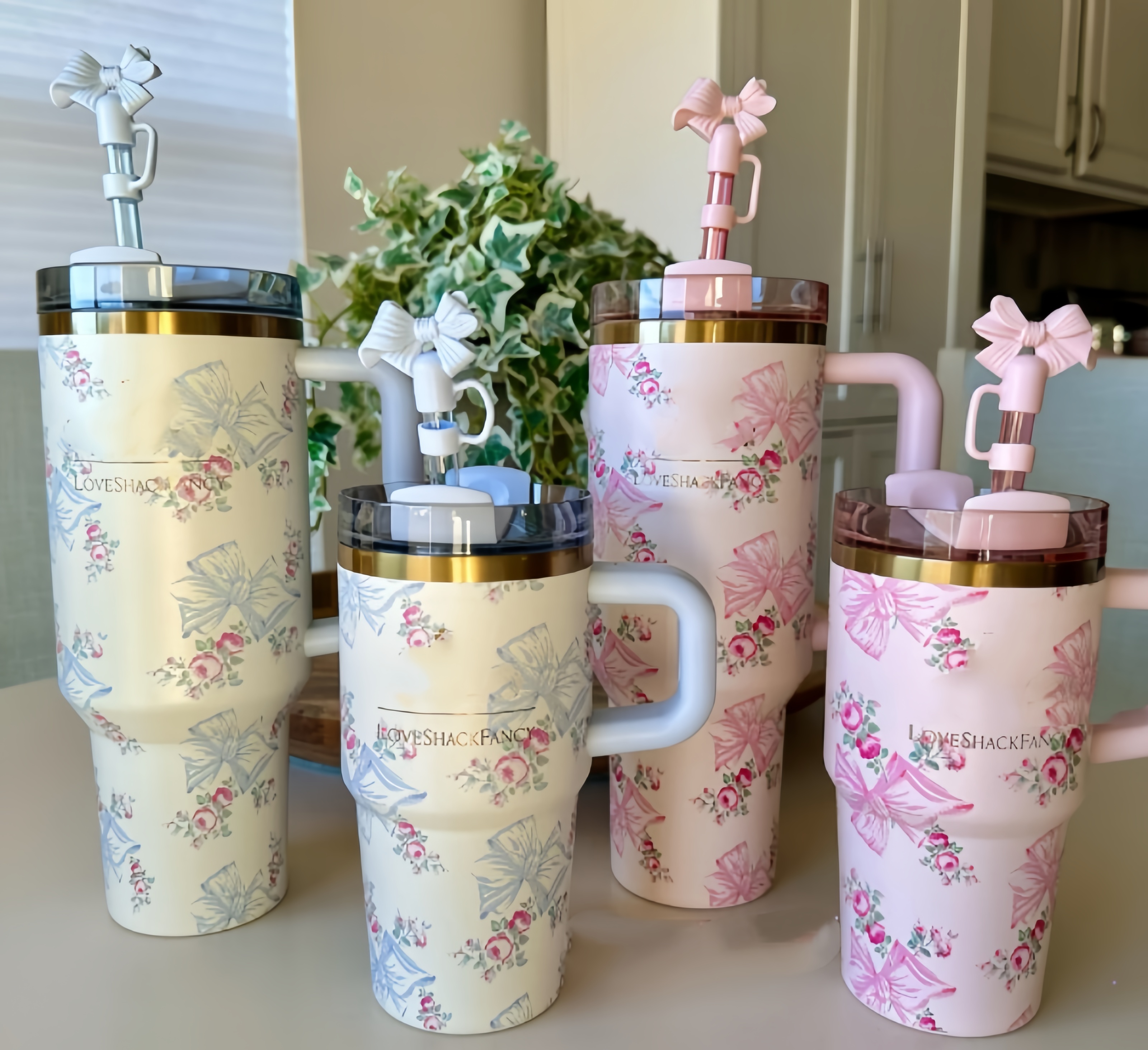 US STOCK 40oz TUMBLER Blue Magnolia Wickde- Evil Pink Stainless Steel Tumbler with Silicone Handle Lid and Straw Cups Mug Target water bottles