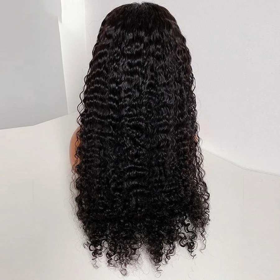 Soft 26Inch Long 180Density Kinky Curly Natural Black Deep Lace Front Wig For Women With Babyhair Glueless Preplucked DailyT251111