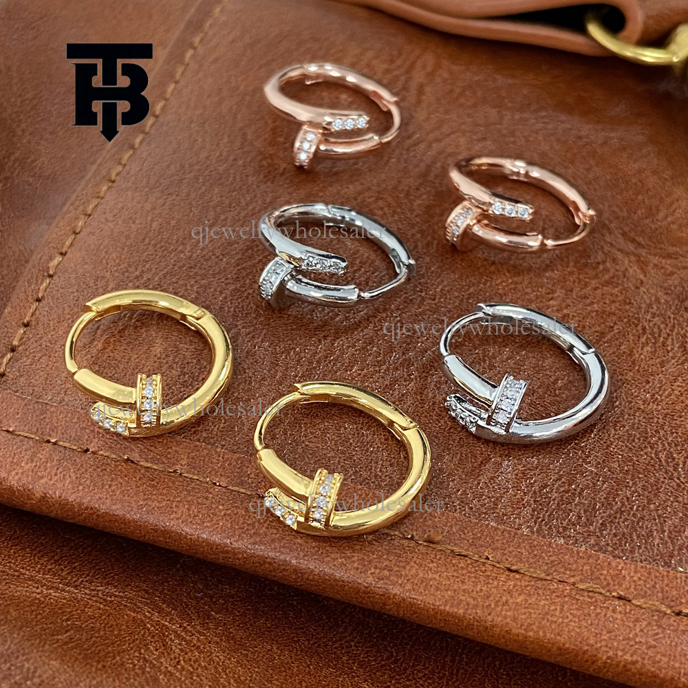 TB BHULAMTE Designer Luxury Nail Earrings High-end Accessories Ins Style Niche Light Luxury Plain Circle Super Sparkling Zircon Ear Studs Women's