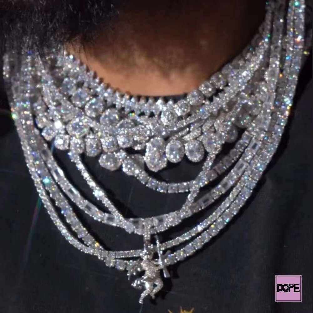 5mm Tennis Necklace 925 Sterling Silver Diamond Necklace Iced Out Dope Moissanite Tennis Chain