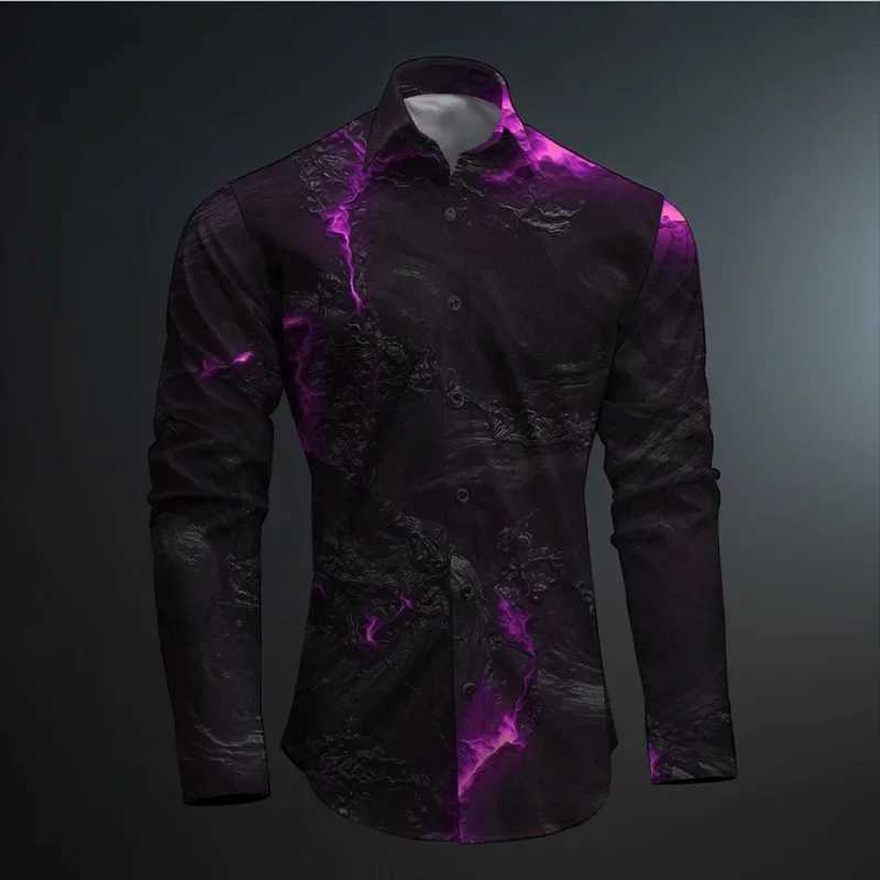 2024 New Geometry 3D Printing Color Block Abstract Fashion Casual Mens Shirt Party Street Spring and Autumn Lapel Long Sleeve K251110