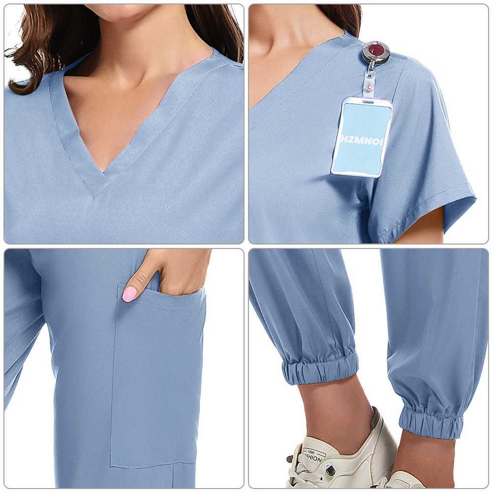 Women Medical Uniforms Elastic Scrubs Sets Hospital Surgical Gowns Short Slve Tops Pant Nursing Accessories Doctors Clothes X2504101