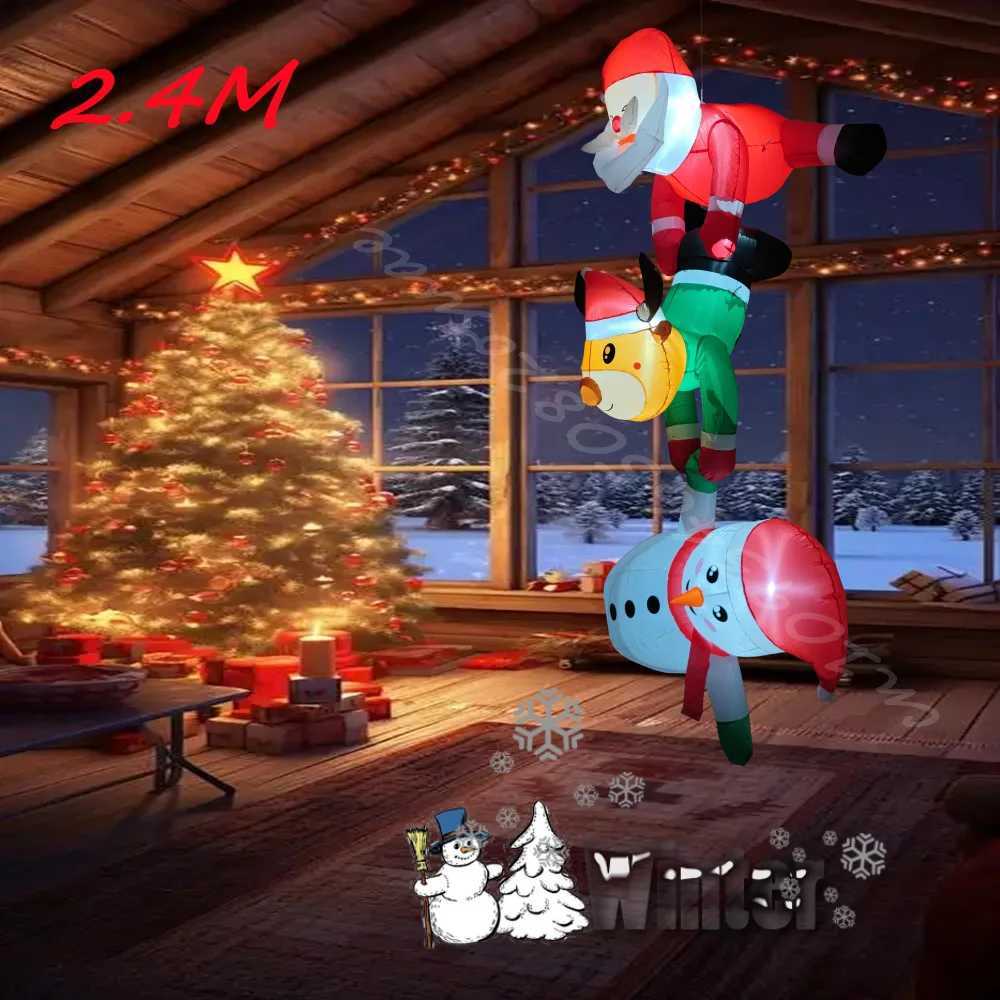 Christmas 24M Christmas Inflatable Santa Claus Lean Out from Window Outdoor with LED Lights for Lawn Courtyard Windows Xmas Decorations Y251111