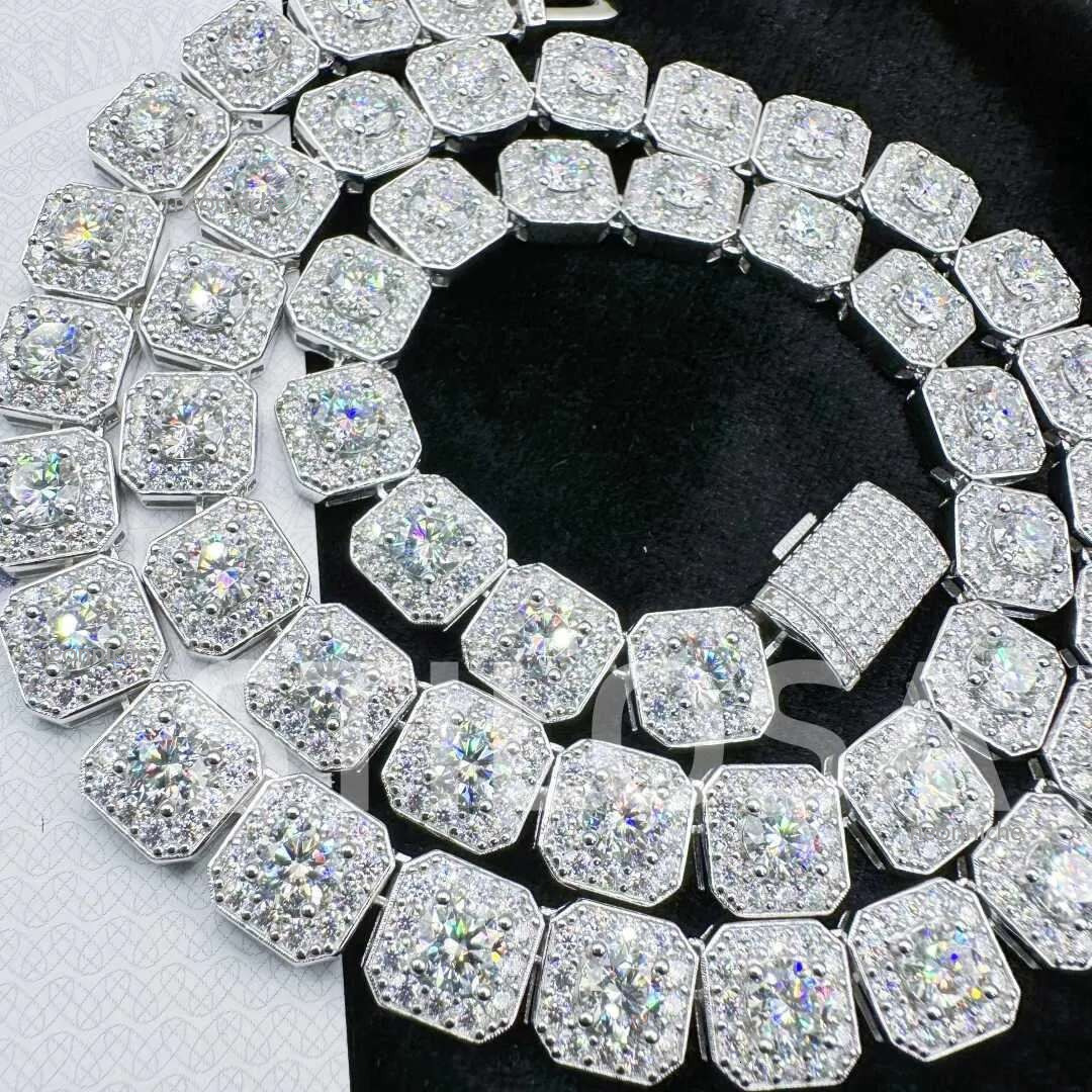 10mm/12mm Custom Size Rock-Candy Tennis Hip Hop Necklace 6mm 5.5mm Vvs Moissanite Chain With sier For Men