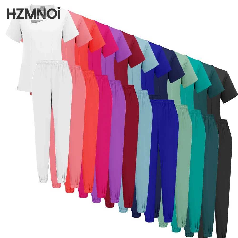 Multicolor Unisex Short Slved Pharmacy Nurse Uniform Hospital Doctor Workwear Oral Dental Surgery Uniforms Medical Scrubs Sets X2504101