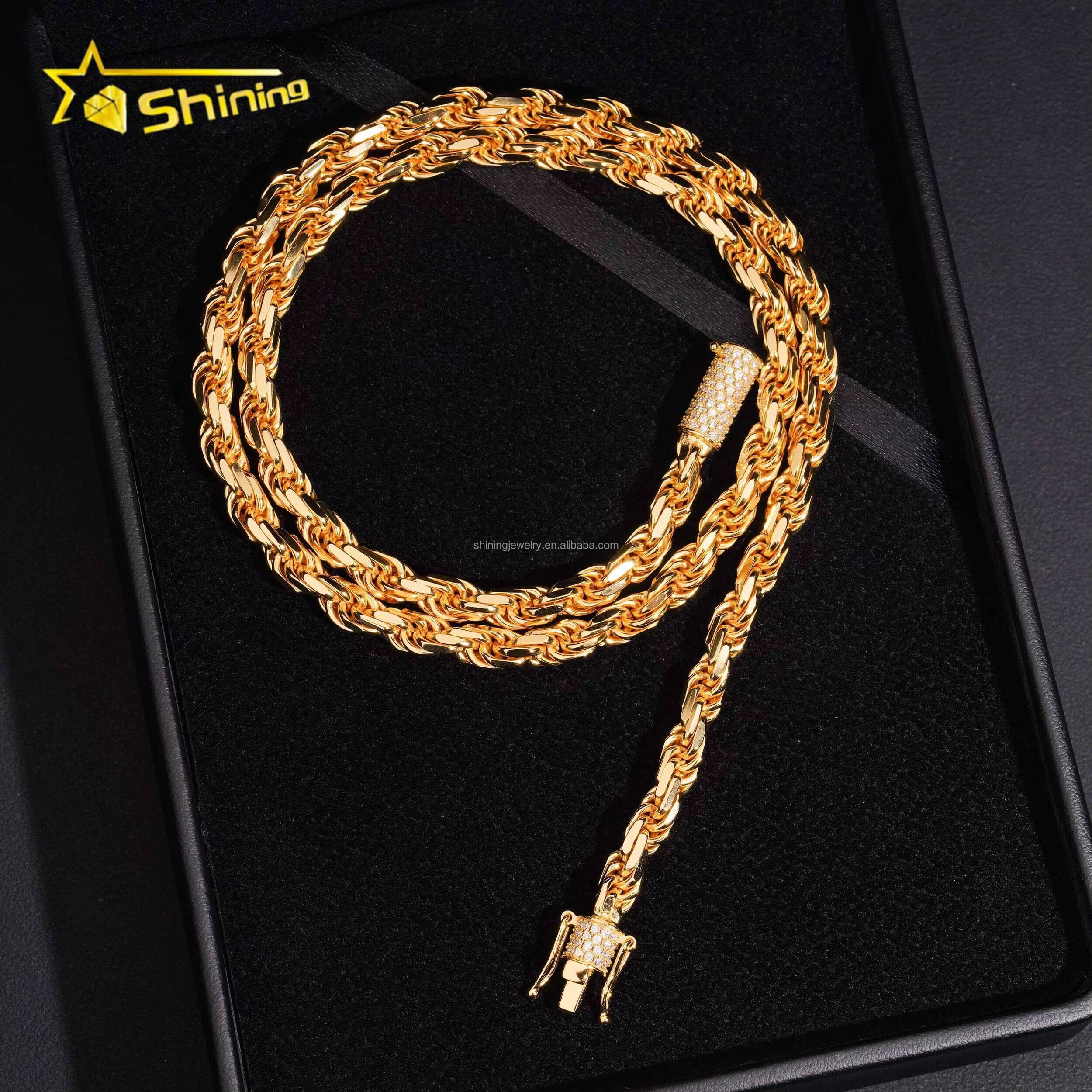 6mm Hot Selling Trendy Fire Jewelry GRA Certificate S925 Sterling Hip Hop Iced Out VVS Moissanite Clasp Rope Chain Bracelet