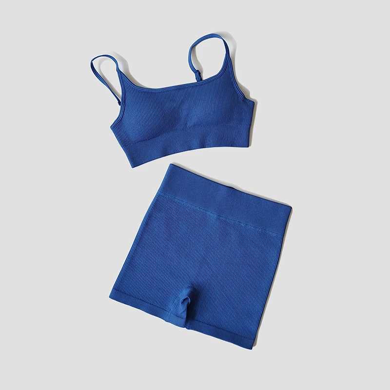 WAREBALL seamless yoga set womens cut top bra legs 2PCS womens fitness gym workout shorts sportswear gym setW250411