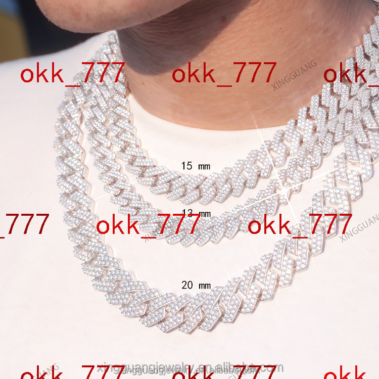 High Quality Hiphop Cuban Link Chains 8-14mm 2rows 925 Sterling Silver Bling VVS Moissanite Chains Men Diamond Bracelet Necklace