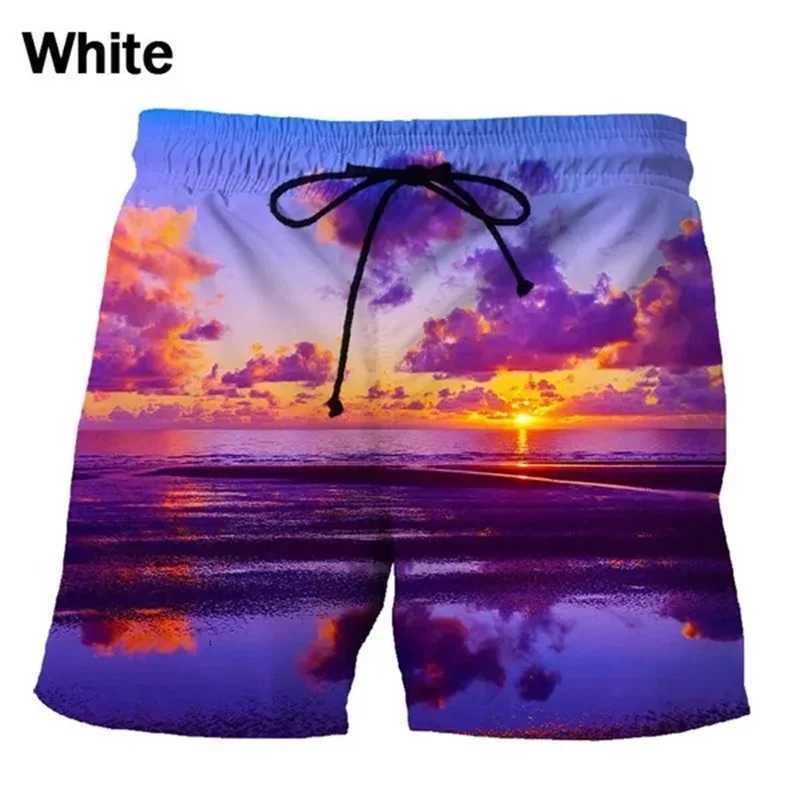 Beach Sunset Sunrise Scenery Beach Shorts Mens 3D Printed Board Shorts Swimsuit 2023 Hawaii Bermuda Swimsuit Pants Cool ShortsW250410