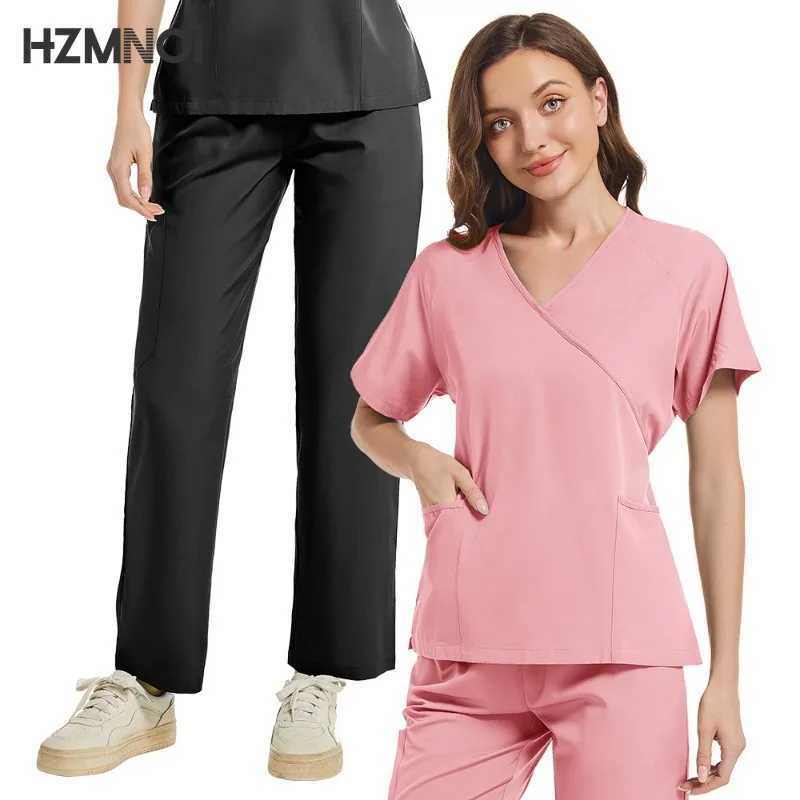 HZMNOI Surgical Uniforms Woman Scrub Set Medical Nurse Beauty Sn Workwear Clinical Scrubs Top Pants Spa Doctor Nursing Suit X250410