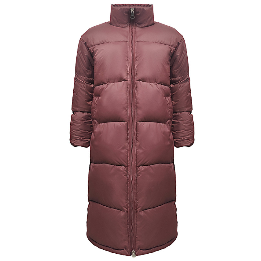 2025 Winter Long Robe Women's Fashion Zipper Solid Color Cotton Jacket Warm Coat