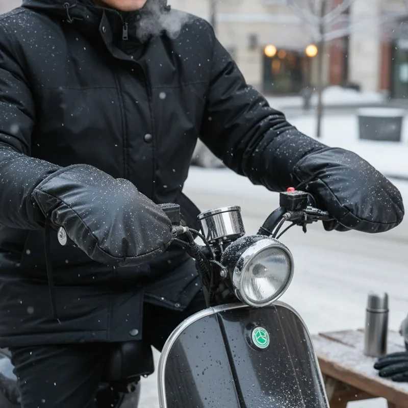 Reflective Motorcycle Hand Warmer Winter Windproof Handlebar Muffs Thermal Scooter E-bike Grip Cover Protector Moto Accessories S25118