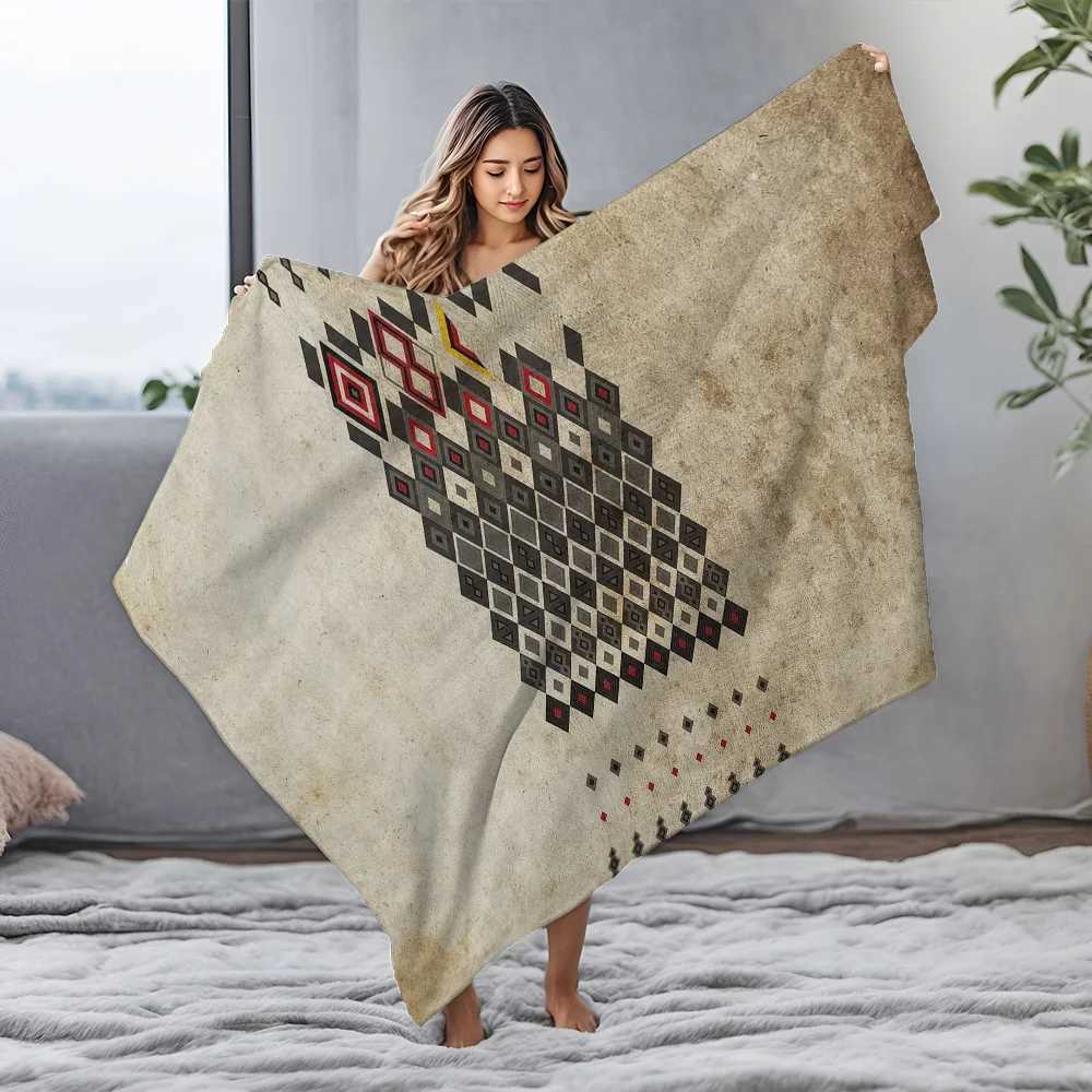 Geometric Pattern Fleece Blanket - Kids Teen Adult Throw Soft Warm Cozy Bed Sofa Decorative Blanket Gift C251111