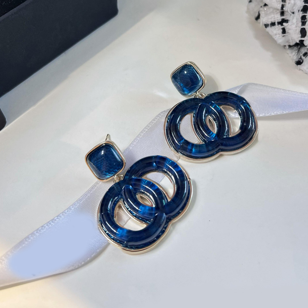 Women Designer Earrings Letter Stud Inlay Crystal Pearl High Quality 18K Gold Plated Earings Geometric Diamond Blue Cowboy Style Fashion Jewelry Copper Earrings