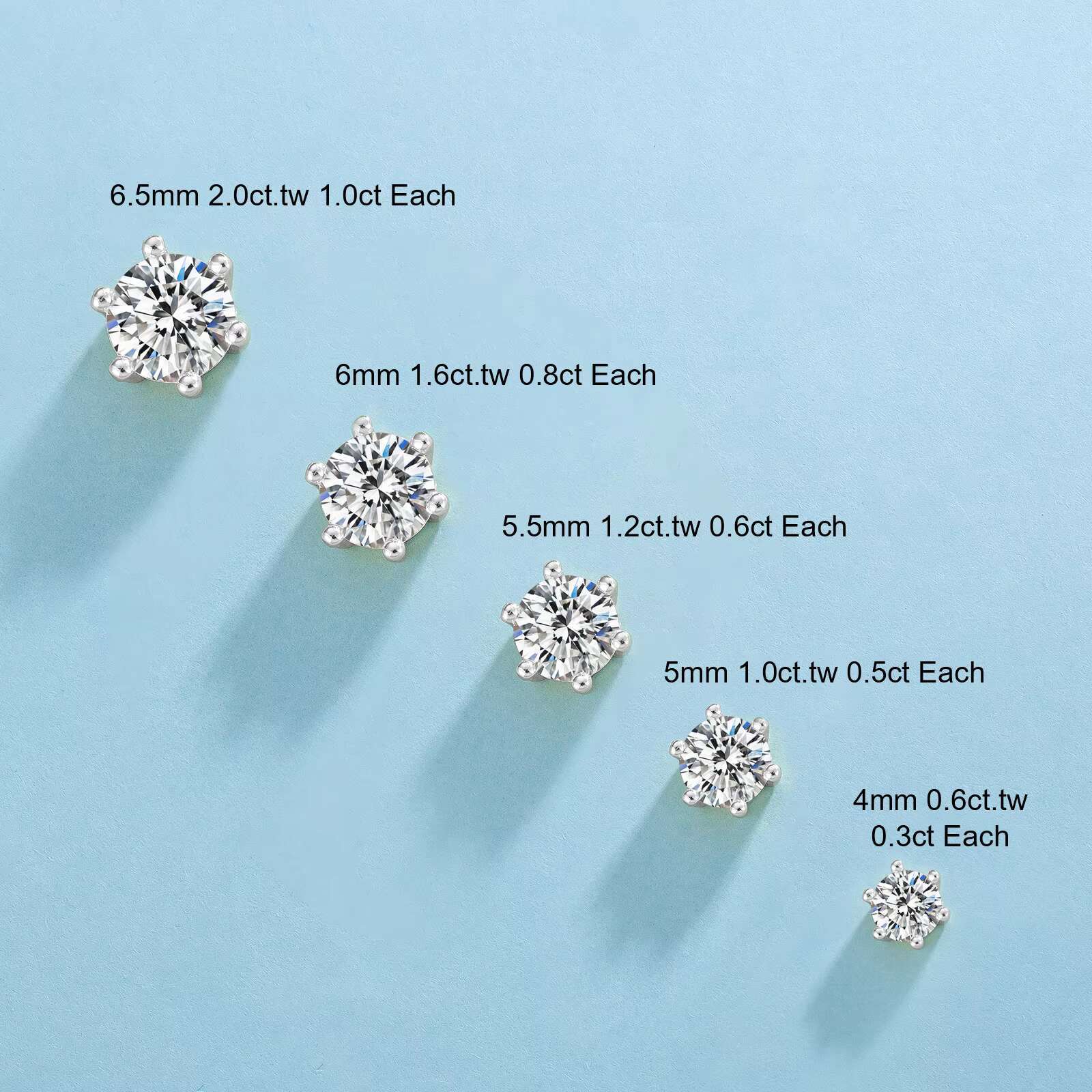 Solitaire Round Diamond Stud Earring with 0.5-2 CTW Lab-Grown Diamond IGI Certified 18K Yellow Gold White Gold Earring for Women