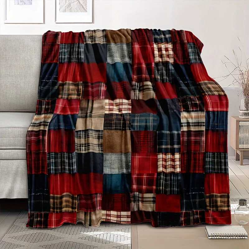 Soft Warm Cozy Vintage Plaid Flannel Throw Blanket - Ideal for Couch Bed Office and Travel - Perfect Christmas C251111