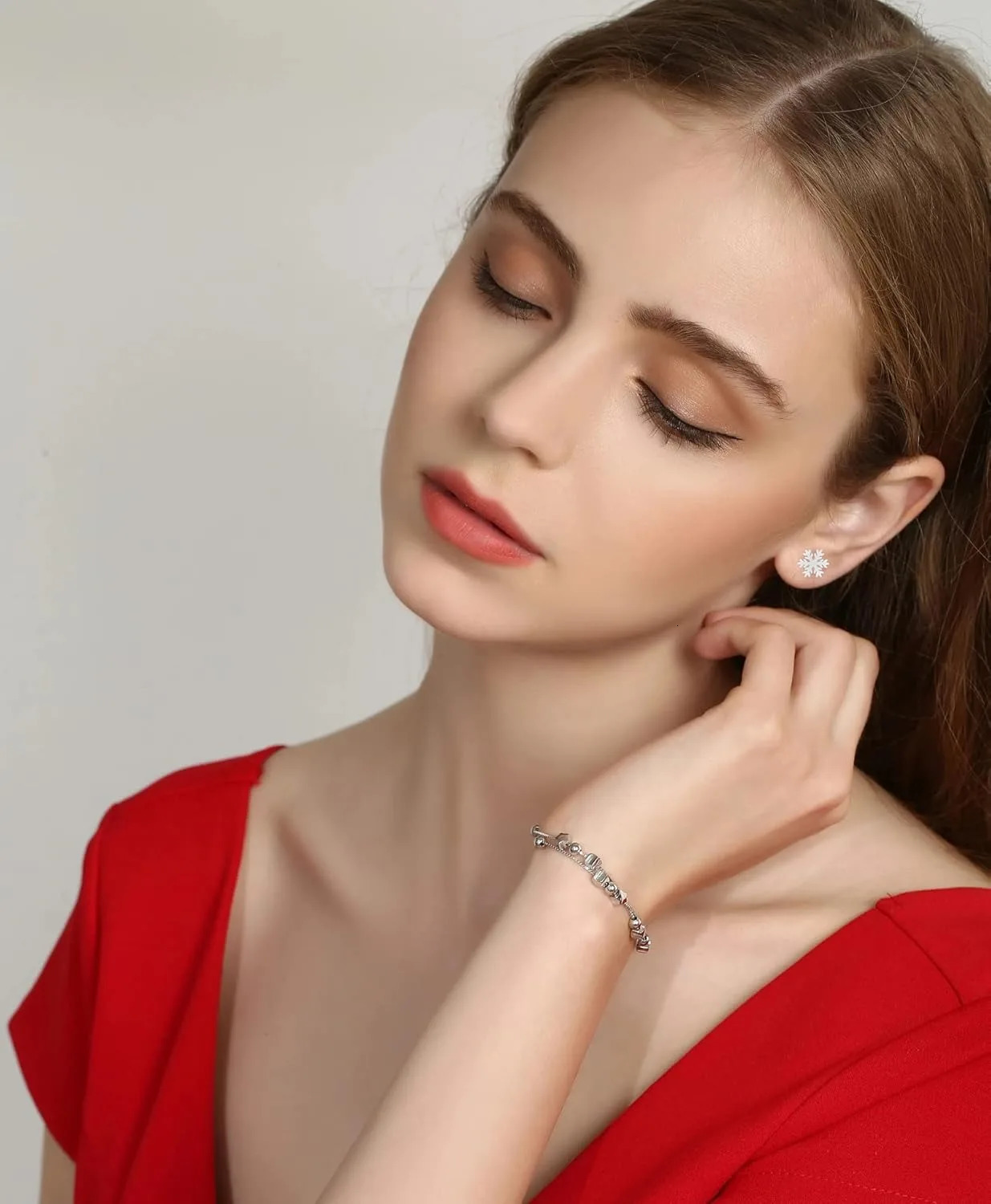 Winter Snowflake Christmas Earrings Stud for Womens Screw Back Stud Earrings Jewelery Gifts Hypoallergenic Earrings 251031