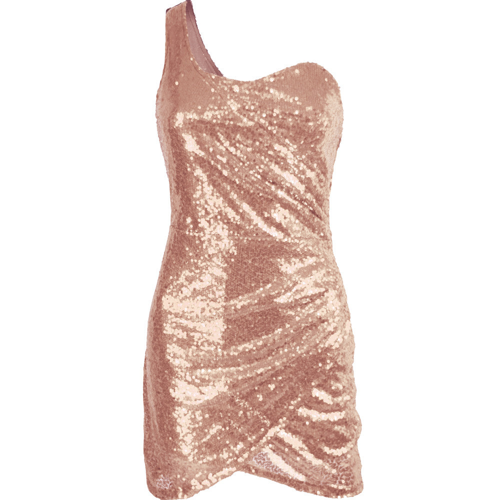 Nightclub Backless One Shoulder Tight Wrap Hip Sexy Sequin Dress LQ5178