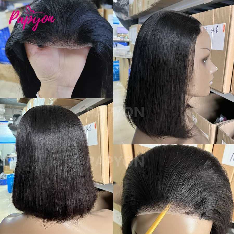 Short Bob Wigs Straight Glueless Wig Ready To Wear Human Hair Wigs Pre Cut 4x4 Elastic Drawstring Upgraded No Glue Lace Air WigT251111