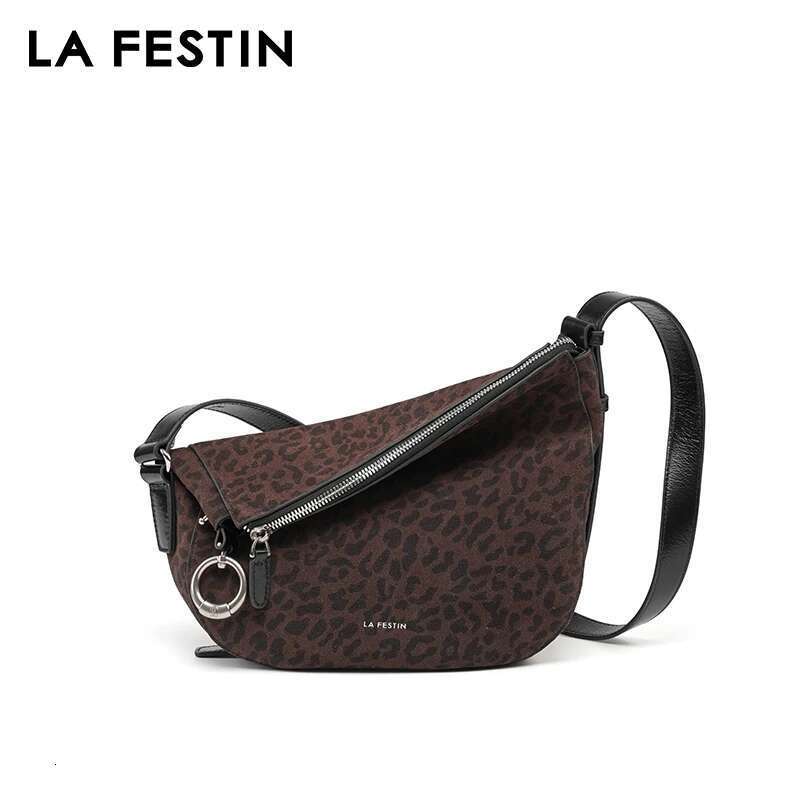 LA FESTIN New Suede Fashion Shoulder Crossbody Brand Leather Women's Bags Handbag Leopard Print Bag
