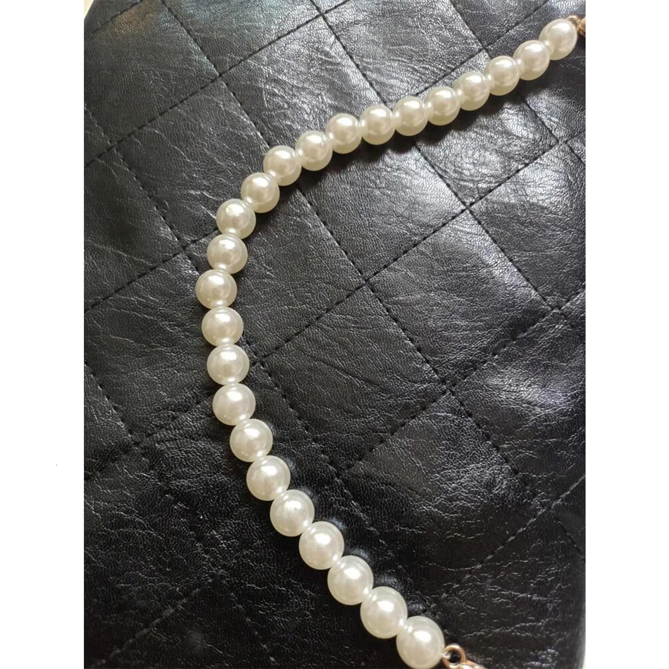 1 Pcs Pearl Purse Chain Strap Pearl Bag Chains Decorations White12mm Imitation Pearl Bead Bag Chain Short Strap 251110