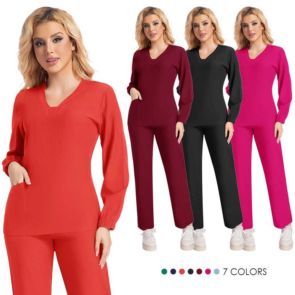 Surgical Uniforms Womens Matte Set Medical Nurse Beauty Sn Work Clothes Long Matte Pants Spa Doctor Care Clinical Set X250410