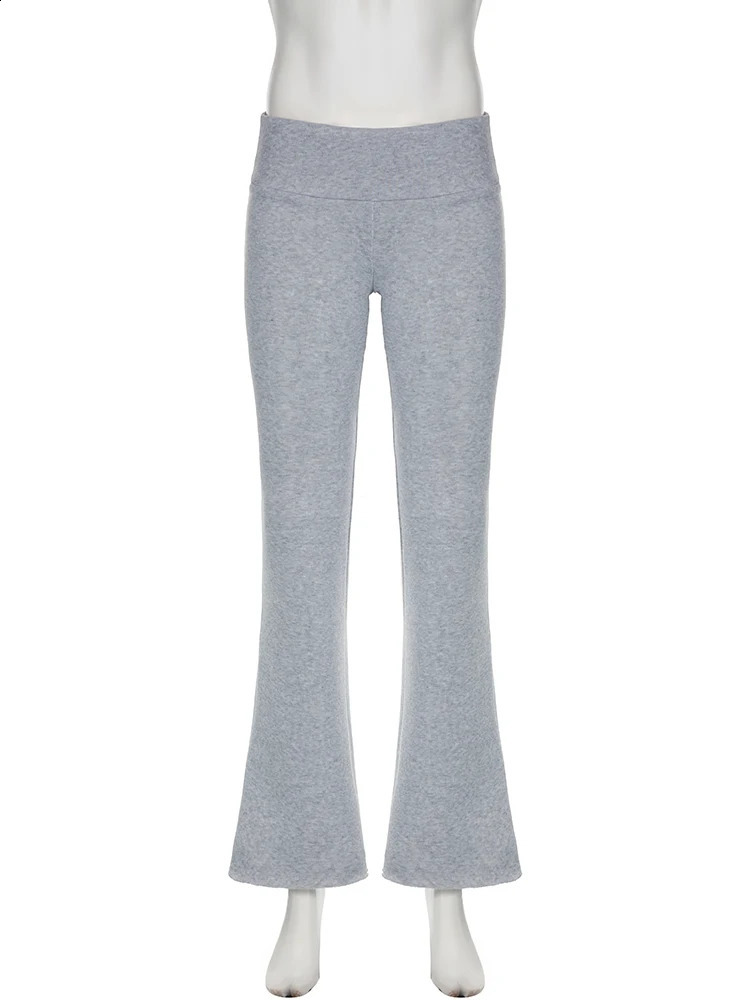 IAMSURE Casual Sexy Basic Solid Flare Pants Y2K Slim LowWaisted Boot Cut Pant 2023 Autumn Spring Fashion Streetwear Lady 250819e