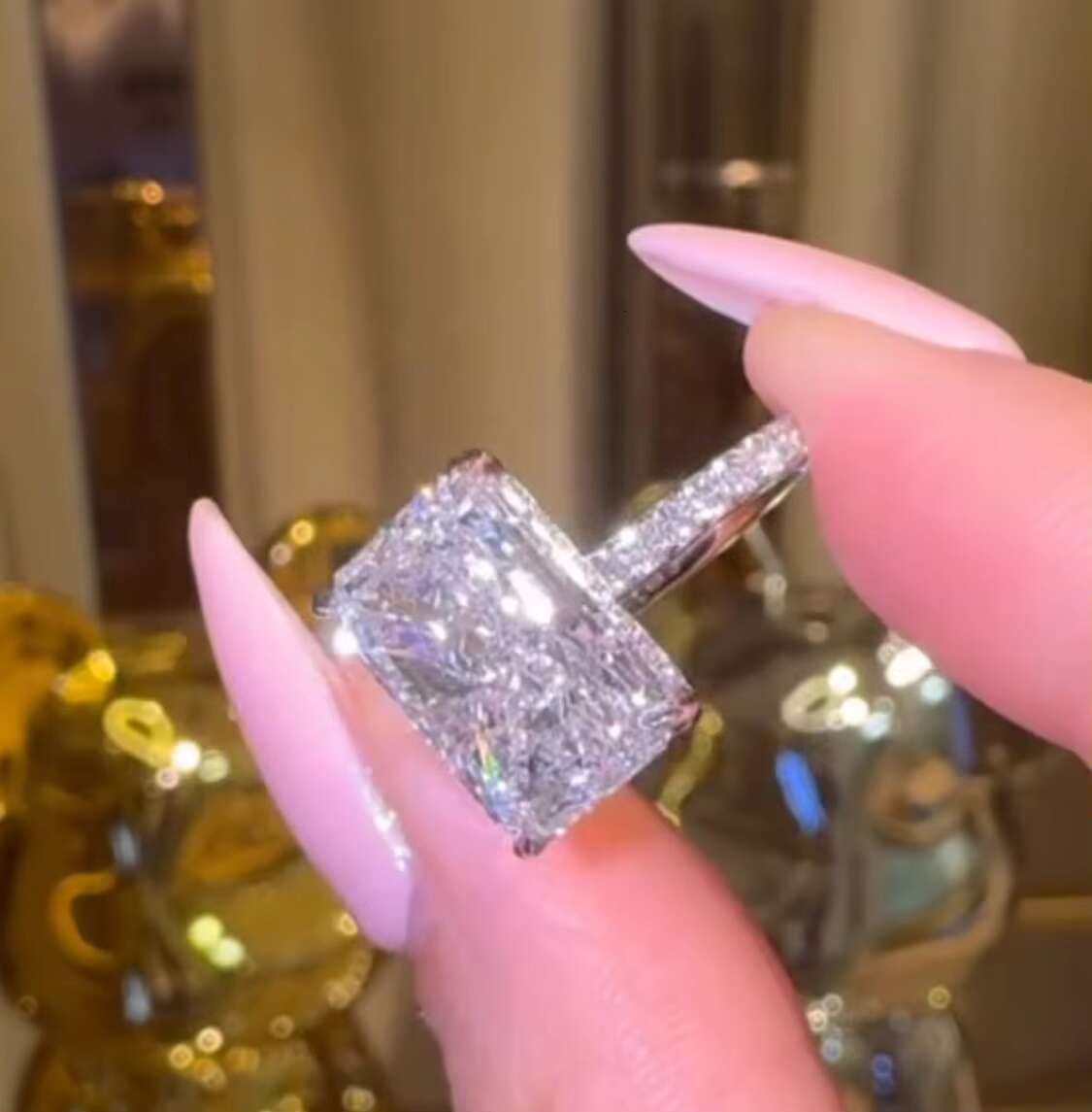 VVS D Color IGI Certificated Lab Grown Diamond 5CT Radiant Cut Ring Engagement Ring 10K 14K 18K Gold Gift for Women