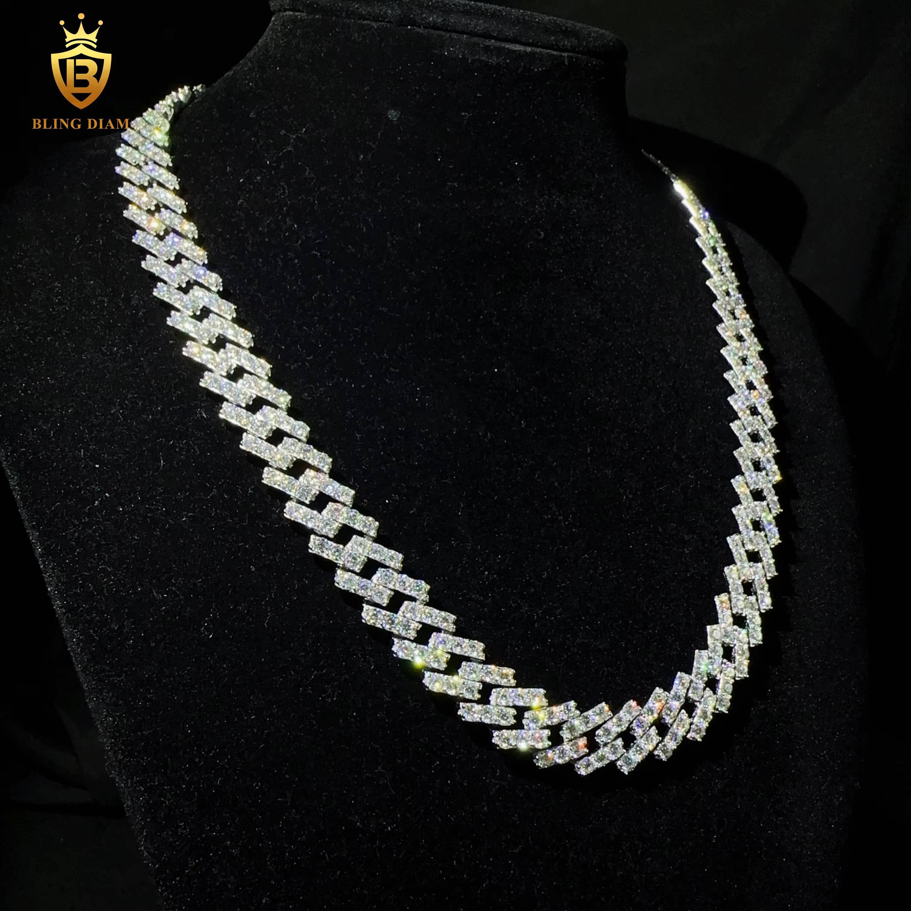 126mm GAR Certificated Iced Out Hip Hop Jewelry VVS Moissanite Diamond Sterling Silver 925 Miami Cuban Link Chain Necklace