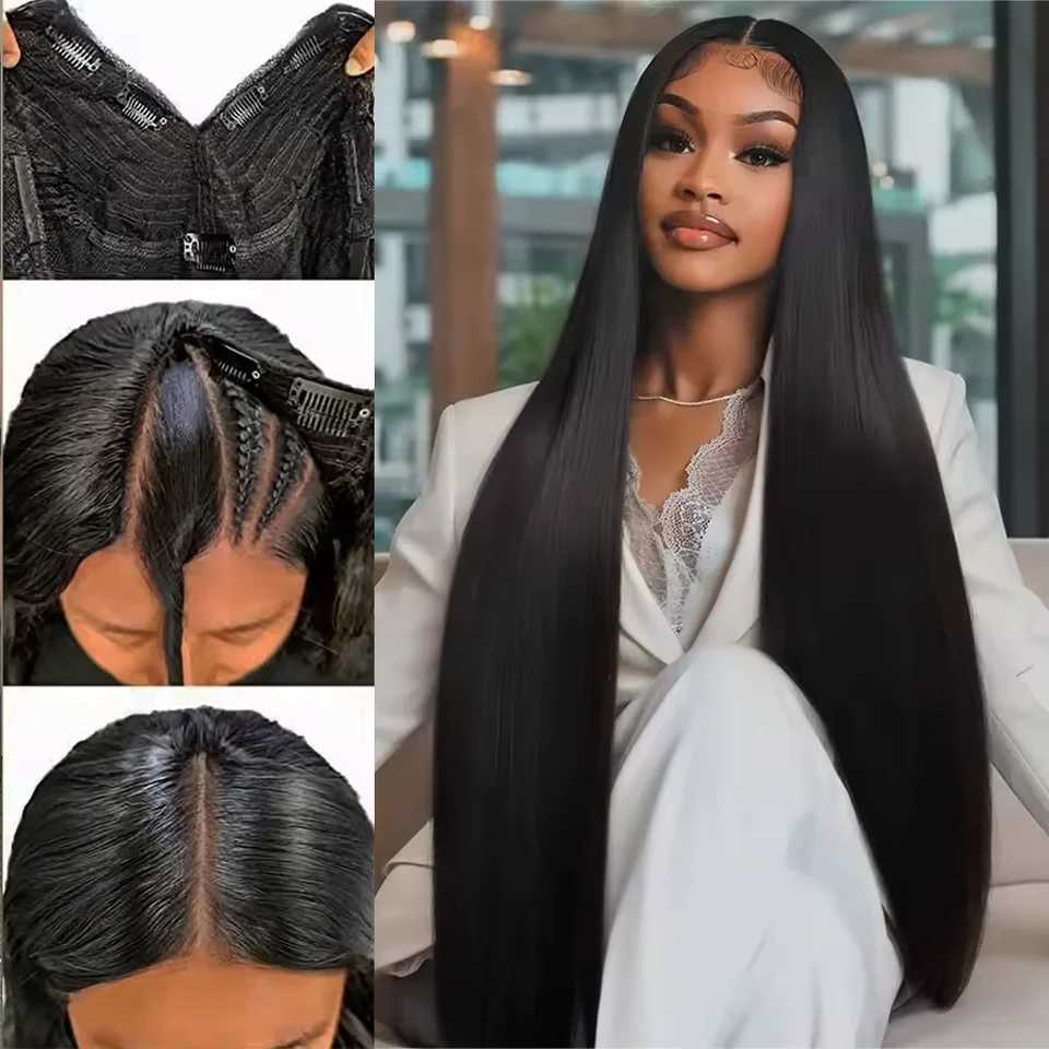 32 Inch Straight V Part Human Hair Wigs 200 Density Straight Brazilian Wig For Women V part Human Hair Head Clip In Halr WigT251111