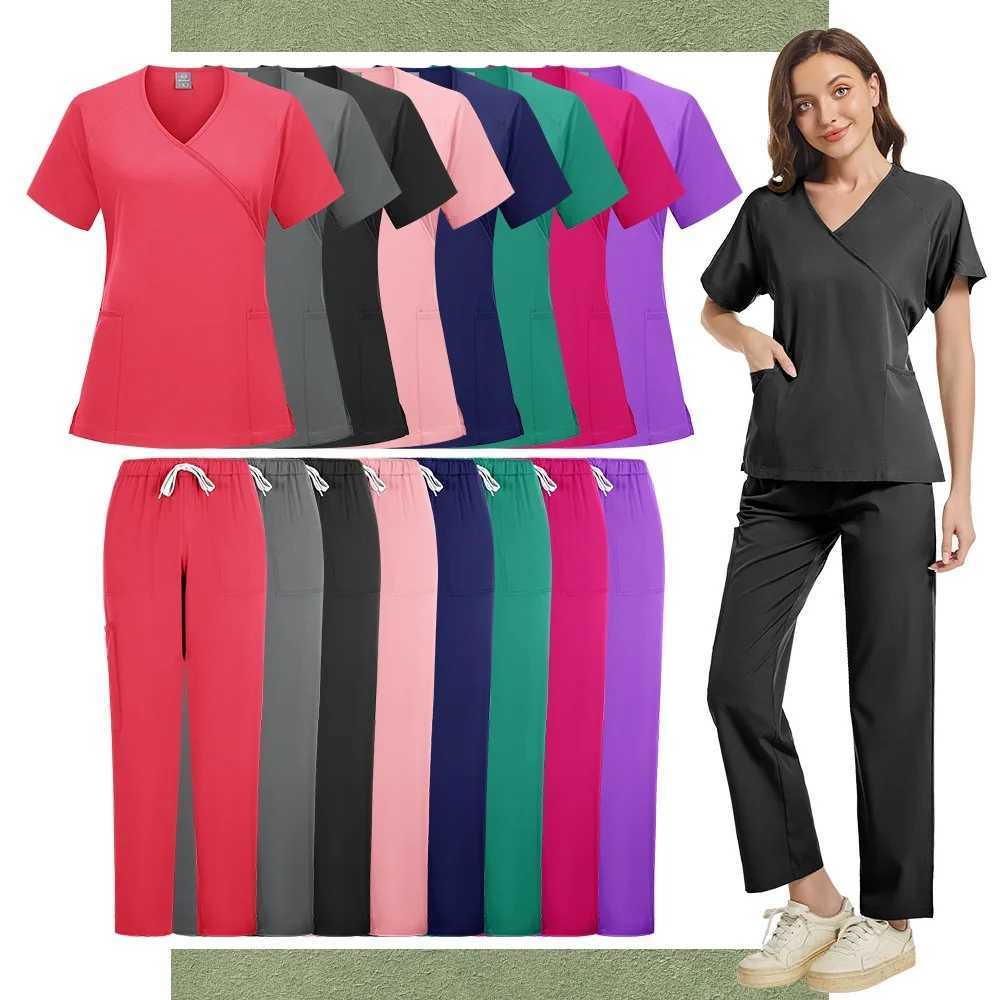 Nurse Scrubs New Fashion Medical Scrub Soft Breathable Jogger Pants Set Surgical Uniforms Woman Nursing Clinical Doctor Workwear X250410